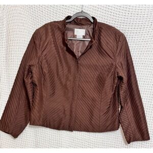 Silk Club Collection Brown Silk Quilted Jacket‎ Women's XL Career
